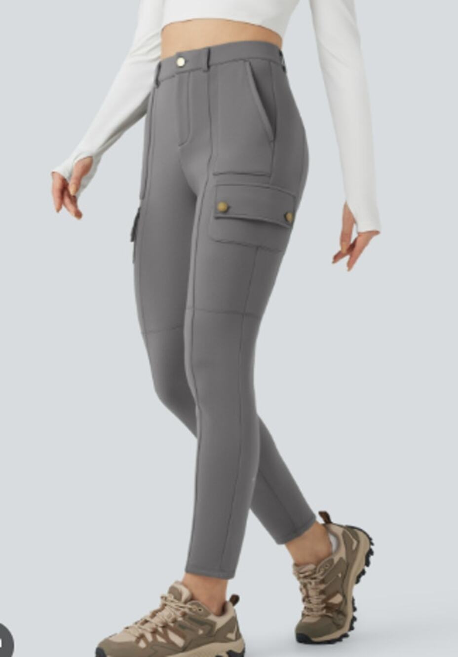NWT Halara High Waisted Skinny Cargo Pants Gray Large